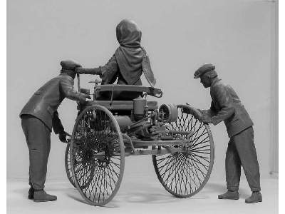 Benz Patent-Motorwagen 1886 z figurkami Carla Benza i synów - zdjęcie 3