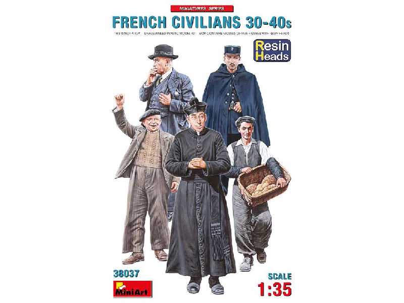 Francuscy cywile 1930-1940 - żywiczne głowy - zdjęcie 1 Francuscy cywile 1930-1940 - żywiczne głowy - zdjęcie 1