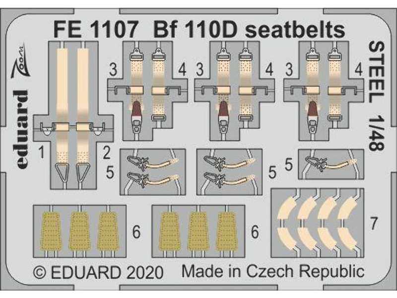 Bf 110D seatbelts STEEL 1/48 - zdjęcie 1