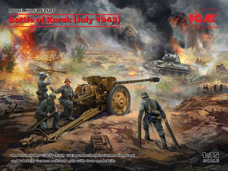 Bitwa pod Kurskiem - lipiec 1943 - T-34-76, Pak 36(r ) z obsługą - zdjęcie 1 Bitwa pod Kurskiem - lipiec 1943 - T-34-76, Pak 36(r ) z obsługą - zdjęcie 1