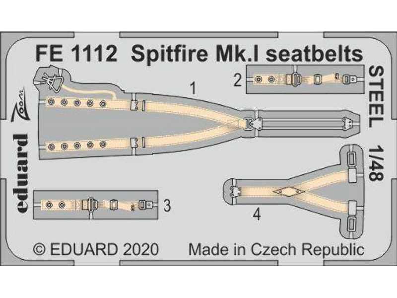 Spitfire Mk. I seatbelts STEEL 1/48 - zdjęcie 1 Spitfire Mk. I seatbelts STEEL 1/48 - zdjęcie 1