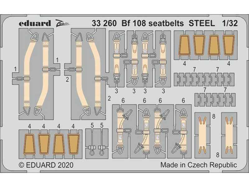 Bf 108 seatbelts STEEL 1/32 - zdjęcie 1