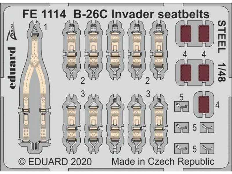 B-26C Invader seatbelts STEEL 1/48 - zdjęcie 1