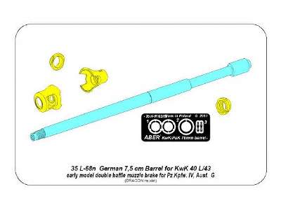 German 75mm barrel for KwK40L/43 with early model muzzle brake f - zdjęcie 10