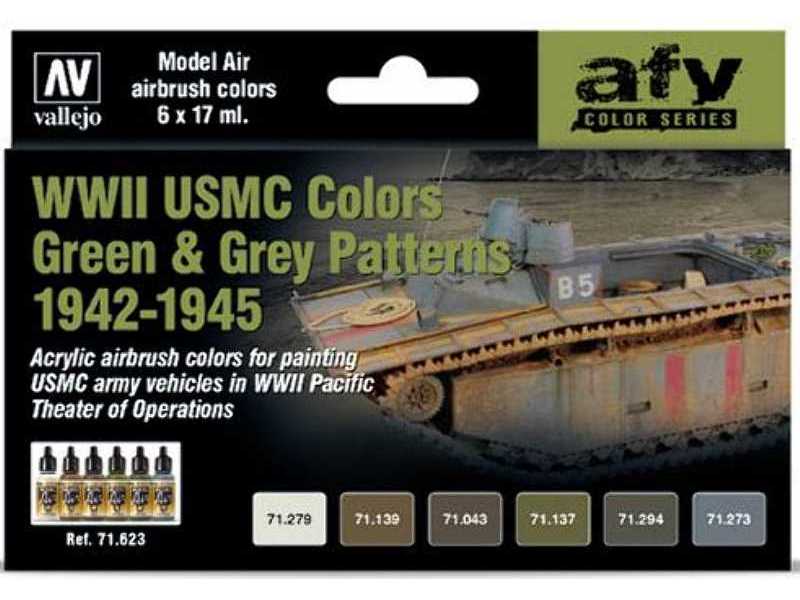 Zestaw farb Model Air II W.Ś. US Marines zielone i szare barwy - zdjęcie 1 Zestaw farb Model Air II W.Ś. US Marines zielone i szare barwy - zdjęcie 1