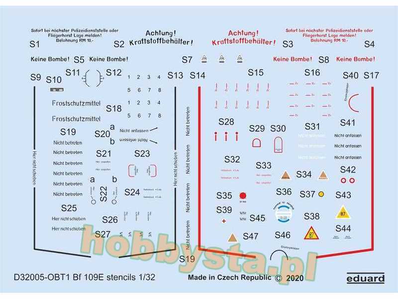 Bf 109E stencils 1/32 - zdjęcie 1