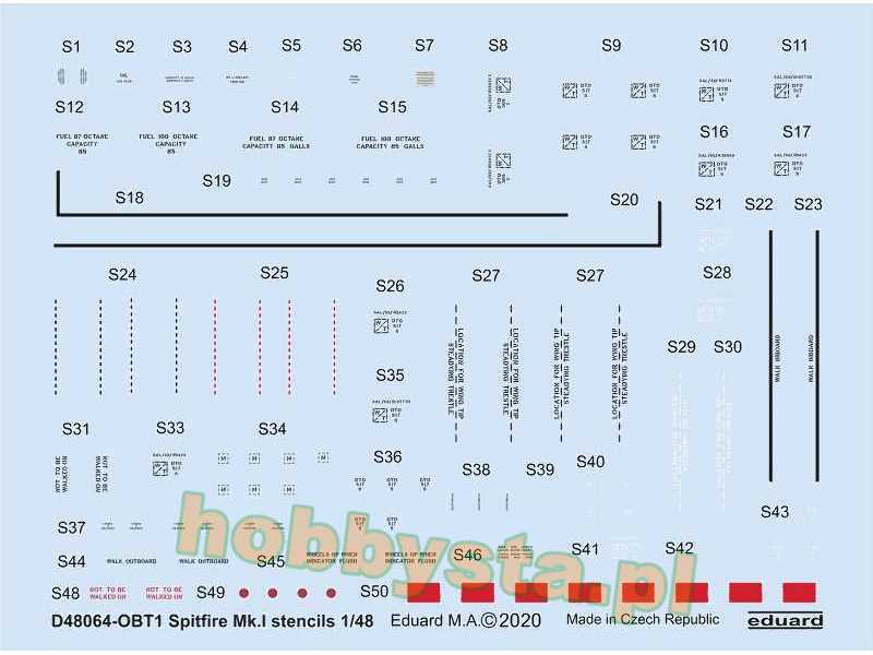 Spitfire Mk. I stencils 1/48 - zdjęcie 1