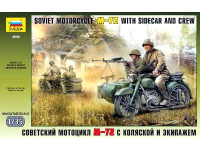 Sowiecki motockl M-72 z koszem i załogą - zdjęcie 1