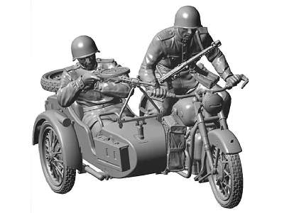 Sowiecki motockl M-72 z koszem i załogą - zdjęcie 6