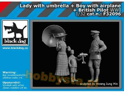 Lady With Umbrella + Boy With Airplane + British Pilot WWi - zdjęcie 1