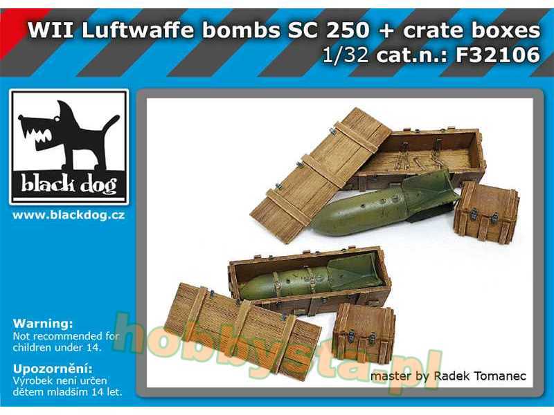 WW Ii Luftwaffe Bombs Sc 250 + Crate Boxes - zdjęcie 1 WW Ii Luftwaffe Bombs Sc 250 + Crate Boxes - zdjęcie 1