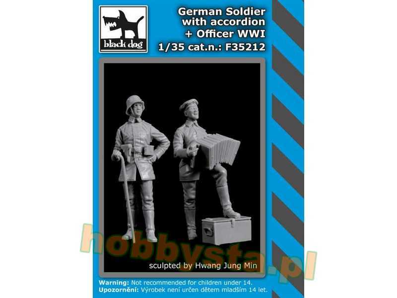 German Soldier With Accordion + Officer WWi - zdjęcie 1