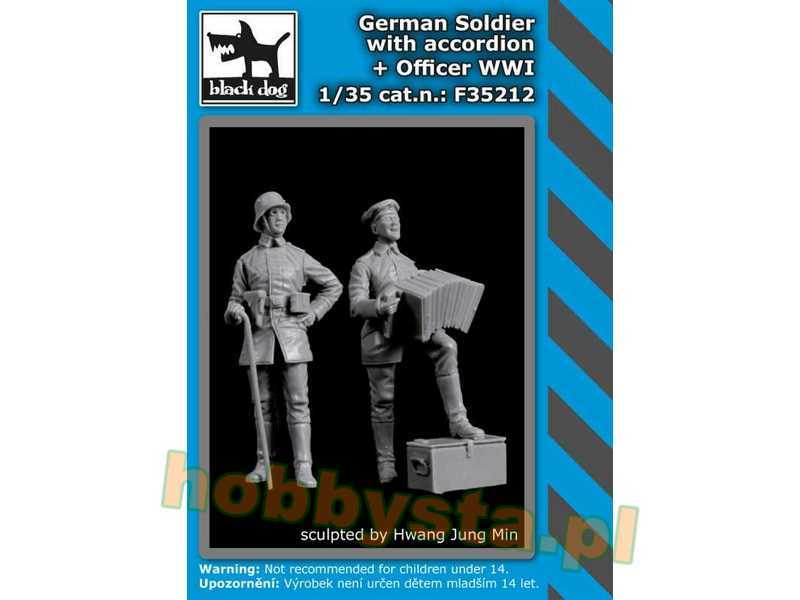German Soldier With Accordion + Officer WWi - zdjęcie 1 German Soldier With Accordion + Officer WWi - zdjęcie 1