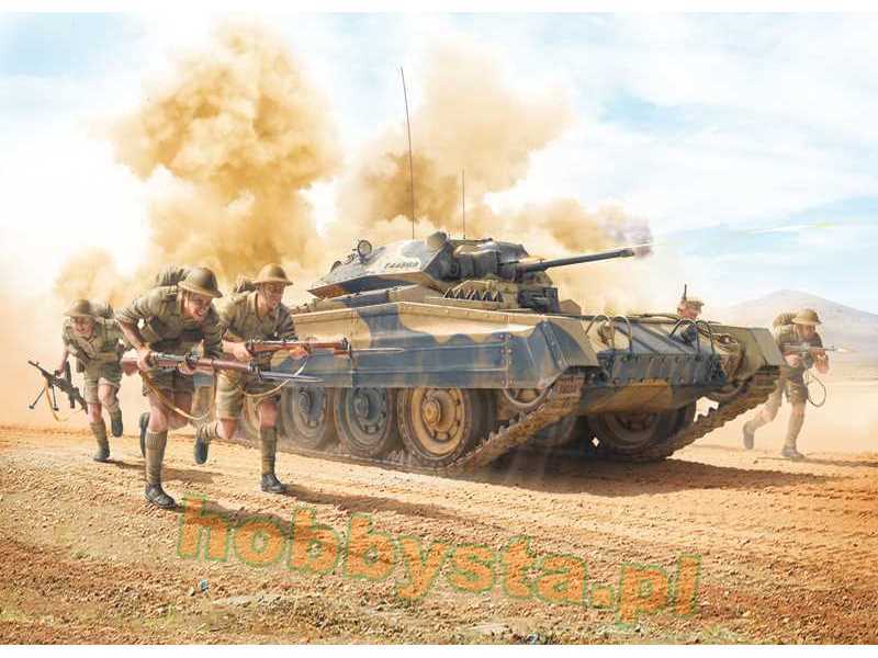 Crusader Mk. II z figurkami piechoty - 8 Armia - zdjęcie 1 Crusader Mk. II z figurkami piechoty - 8 Armia - zdjęcie 1