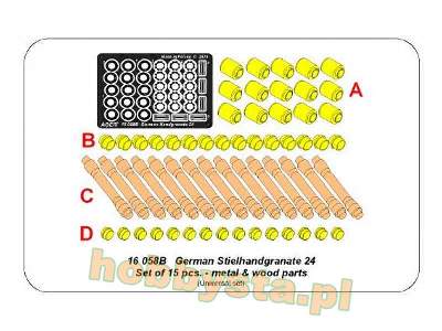 German Stielhandgranate 24 –set of 15 pcs. Metal and wood parts - zdjęcie 9
