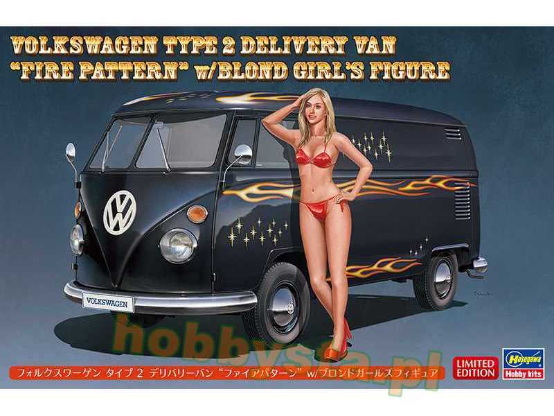 52264 Volkswagen Type 2 Delivery Van Fire Pattern W/Blond Girl's - zdjęcie 1 52264 Volkswagen Type 2 Delivery Van Fire Pattern W/Blond Girl's - zdjęcie 1