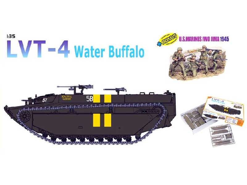 LVT-4 Water Buffalo + figurki U.S. Marines Iwo Jima 1945 - zdjęcie 1 LVT-4 Water Buffalo + figurki U.S. Marines Iwo Jima 1945 - zdjęcie 1