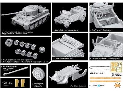 Sd.Kfz.181 Tiger I Mid Production w/Zimmerit & Kubelwagen - zdjęcie 2