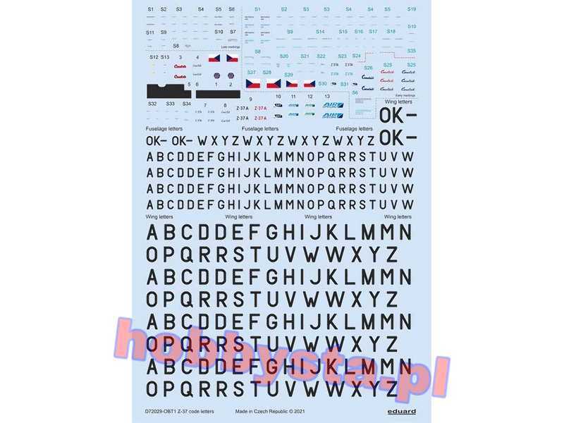 Z-37 stencils, code letters & labels 1/72 - zdjęcie 1 Z-37 stencils, code letters & labels 1/72 - zdjęcie 1