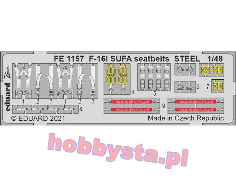 F-16I SUFA seatbelts STEEL 1/48 - zdjęcie 1