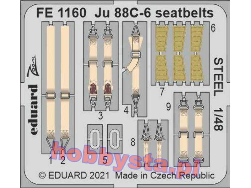 Ju 88C-6 seatbelts STEEL 1/48 - zdjęcie 1 Ju 88C-6 seatbelts STEEL 1/48 - zdjęcie 1
