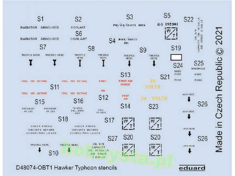 Hawker Typhoon stencils 1/48 - zdjęcie 1