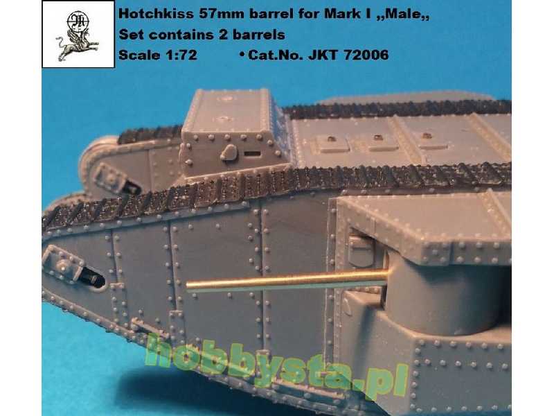 Hotchkiss 57mm Metal Barrels For WWi Tank Mk.I Male (Designed To - zdjęcie 1 Hotchkiss 57mm Metal Barrels For WWi Tank Mk.I Male (Designed To - zdjęcie 1