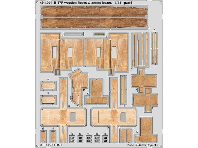 B-17F wooden floors & ammo boxes 1/48 - HK Models - zdjęcie 1