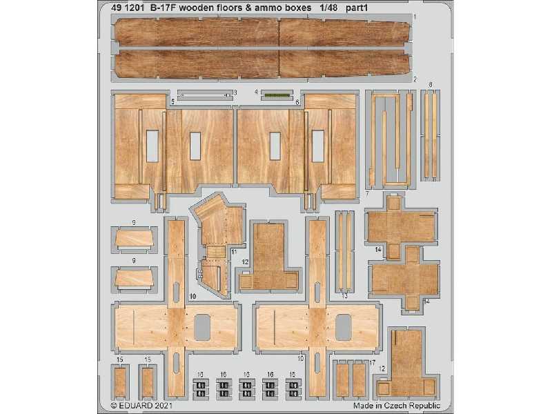 B-17F wooden floors & ammo boxes 1/48 - HK Models - zdjęcie 1 B-17F wooden floors & ammo boxes 1/48 - HK Models - zdjęcie 1
