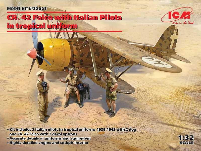 Cr. 42 Falco z włoskimi pilotami w tropikalnych mundurach - zdjęcie 1 Cr. 42 Falco z włoskimi pilotami w tropikalnych mundurach - zdjęcie 1