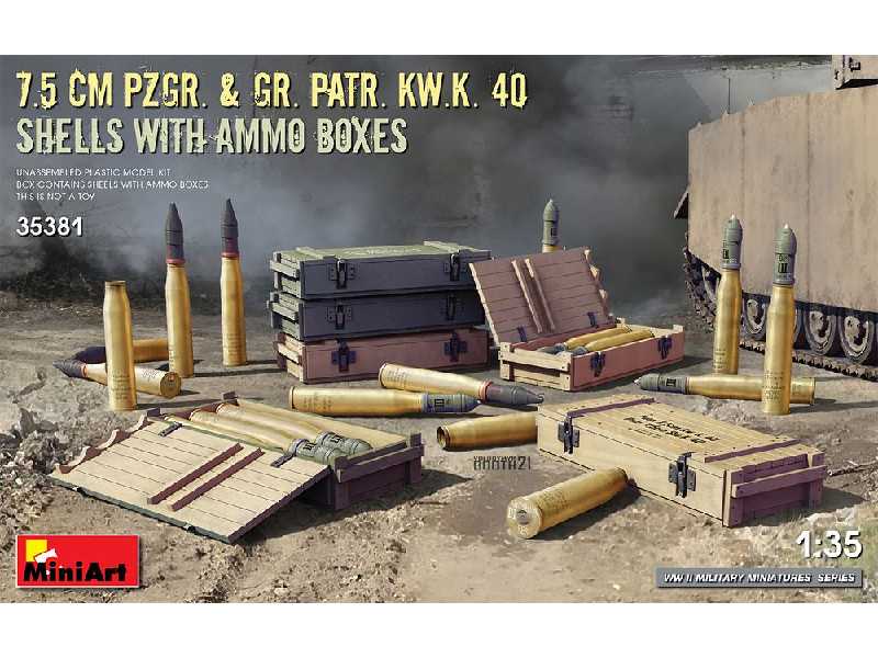 7.5 Cm Pzgr. & Gr. Patr. Kw.K. 40 naboje i skrzynki - zdjęcie 1 7.5 Cm Pzgr. & Gr. Patr. Kw.K. 40 naboje i skrzynki - zdjęcie 1