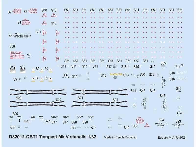 Tempest Mk. V stencils 1/32 - zdjęcie 1 Tempest Mk. V stencils 1/32 - zdjęcie 1