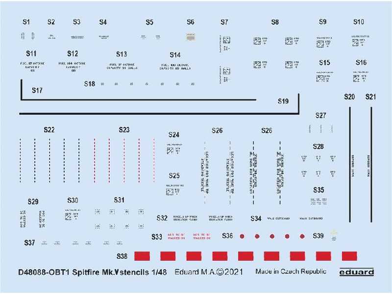 Spitfire Mk. V stencils 1/48 - zdjęcie 1 Spitfire Mk. V stencils 1/48 - zdjęcie 1
