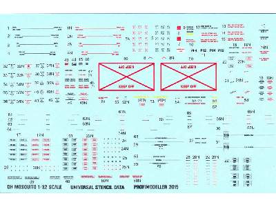 Decals De Havilland Mosquito Mk.Iv / Pr.Mk.I/Iv Stencils (Design - zdjęcie 1