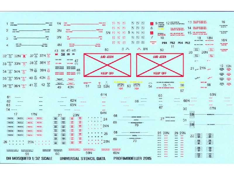 Decals De Havilland Mosquito Mk.Iv / Pr.Mk.I/Iv Stencils (Design - zdjęcie 1