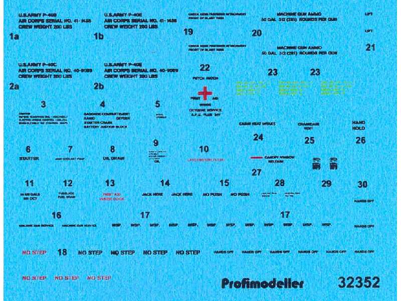 P-40 B,c,e Stencils - zdjęcie 1 P-40 B,c,e Stencils - zdjęcie 1