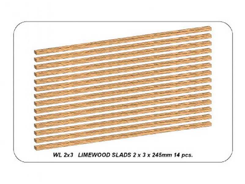 Listwy drewniane z lipy 2 x 3 x 245mm x 14 szt. - zdjęcie 1