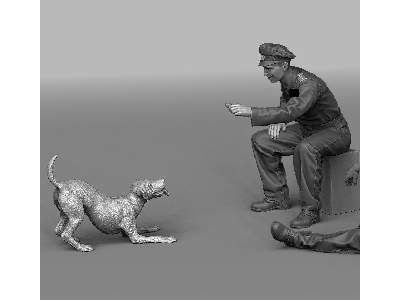 German Tank Officer Playing With Puppy - zdjęcie 3