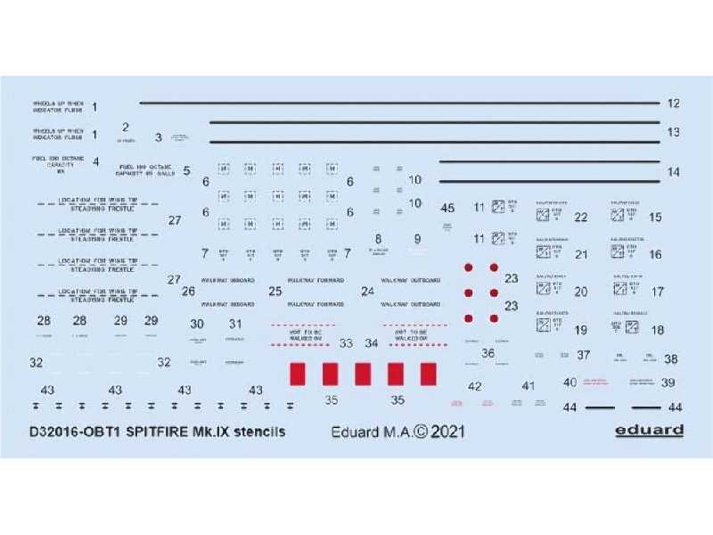 Spitfire Mk. IX stencils 1/32 - zdjęcie 1 Spitfire Mk. IX stencils 1/32 - zdjęcie 1