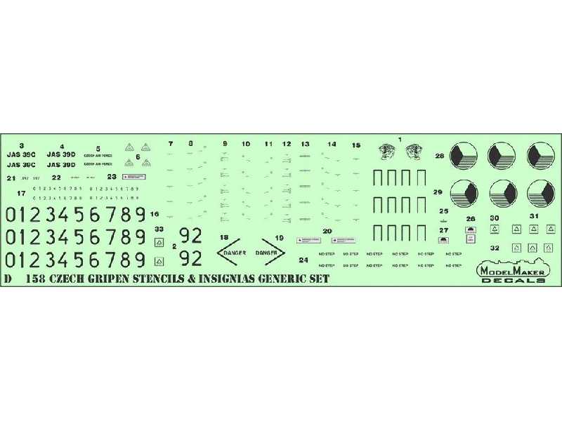 Czech Gripen Stencils & Insignias Generic Set - zdjęcie 1 Czech Gripen Stencils & Insignias Generic Set - zdjęcie 1