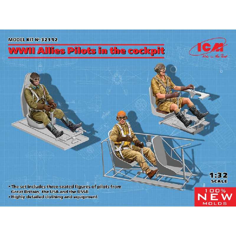 Figurki pilotów aliantów w kokpicie (Brytyjczyk, Amerykanin, Rosjanin) - zdjęcie 1 Figurki pilotów aliantów w kokpicie (Brytyjczyk, Amerykanin, Rosjanin) - zdjęcie 1