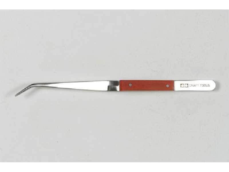 Pinceta zakrzywiona samozaciskowa -Tamiya HG Angled Tweezers - zdjęcie 1