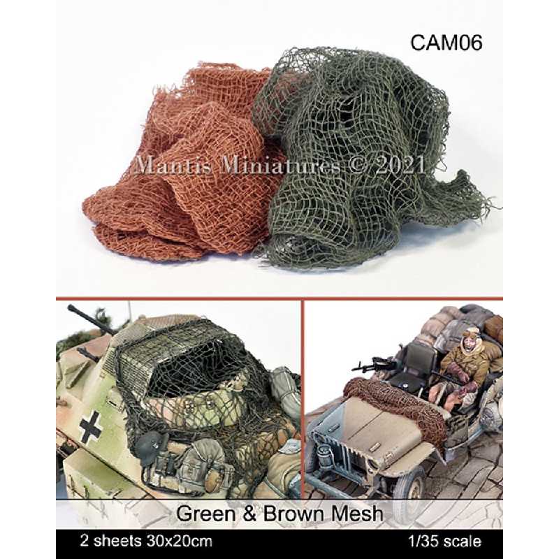 Brown & Green Camouflage Mesh (2 Sheets 30x20cm) - zdjęcie 1 Brown & Green Camouflage Mesh (2 Sheets 30x20cm) - zdjęcie 1