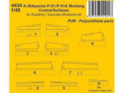 A-36 Apache / P-51 / P-51a Mustang Control Surfaces (For Academy / Accurate Miniatures Kit) - zdjęcie 1