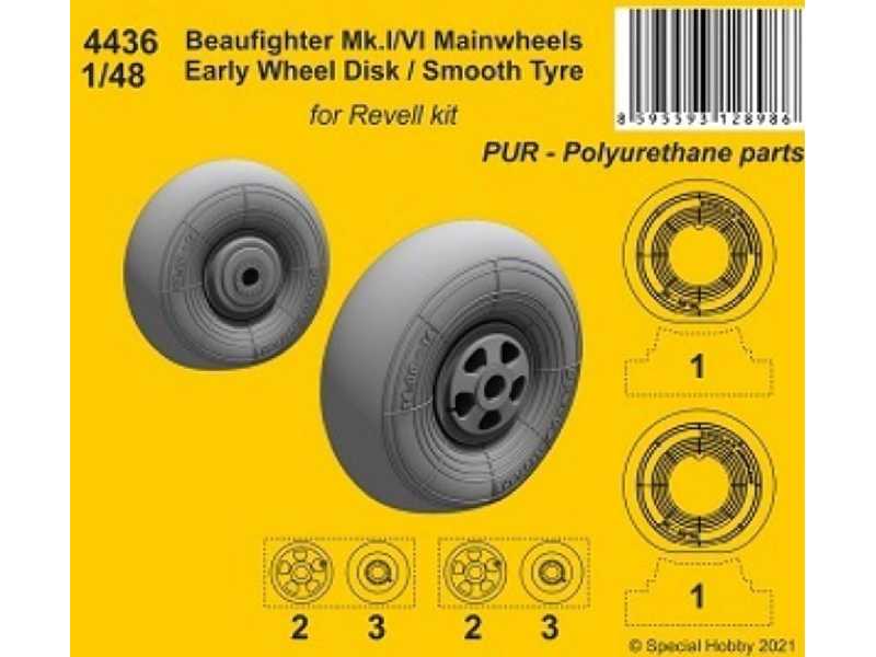 Beaufighter Mk.I/Vi Mainwheels Early Wheel Disk / Smooth Tyre (For Revell Kit) - zdjęcie 1