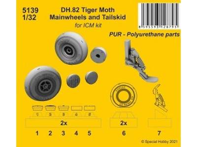 Dh.82 Tiger Moth Mainwheels And Tailskid (For Icm Kit) - zdjęcie 1