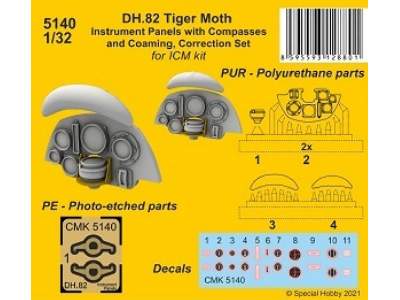 Dh.82 Tiger Moth Instrument Panels With Compasses And Coaming, Correction Set (For Icm Kit) - zdjęcie 1