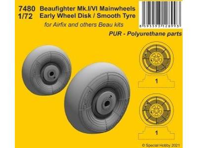 Beaufighter Mk.I/Vi Mainwheels Early Wheel Disk / Smooth Tyre (For Airfix And Others Beau Kits) - zdjęcie 1