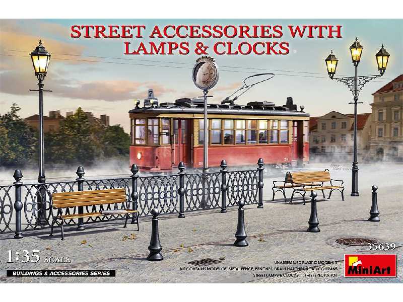 Akcesoria uliczne z lampą i zegarem - zdjęcie 1