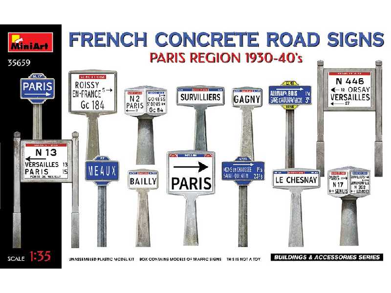 Francuskie betonowe znaki drogowe, region Paryża, 1930-40 - zdjęcie 1